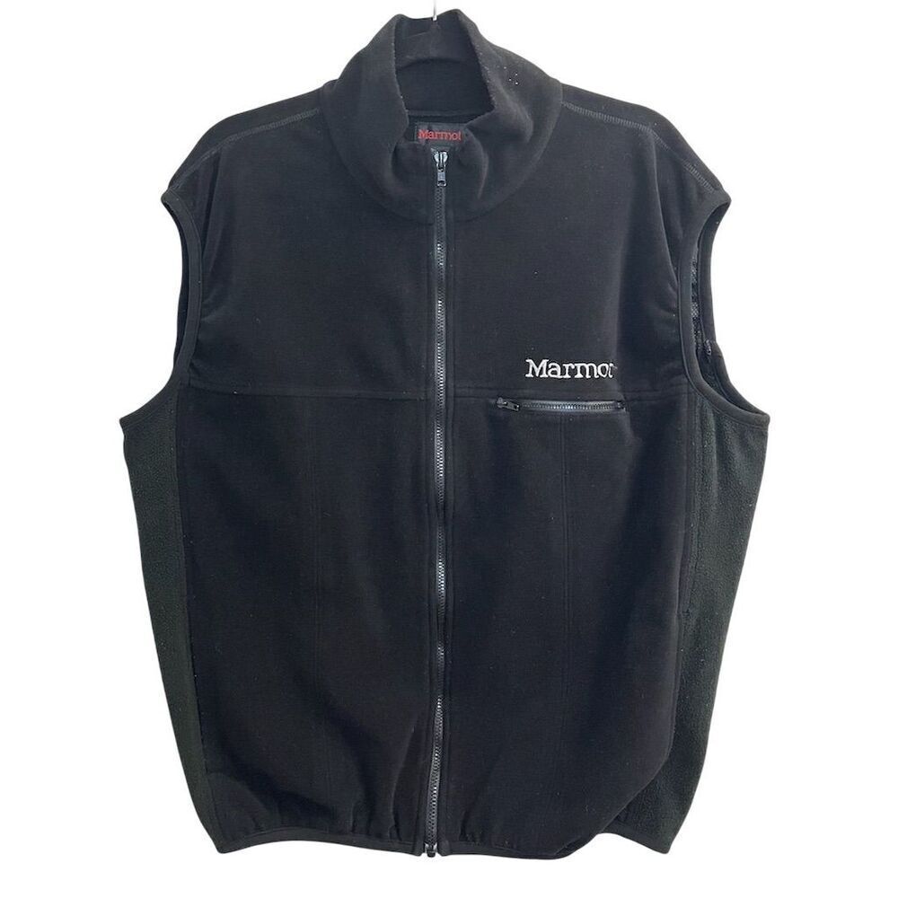 Marmot Men's Outdoor Fleece Vest Black XL Sleeveless Full-Zip Fall Adventure